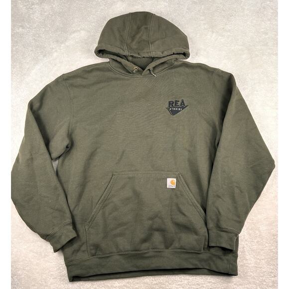 Carhartt Hoodie Mens Large Sweatshirt Moss Green Midweight Original Fit K121 316 - Picture 1 of 7